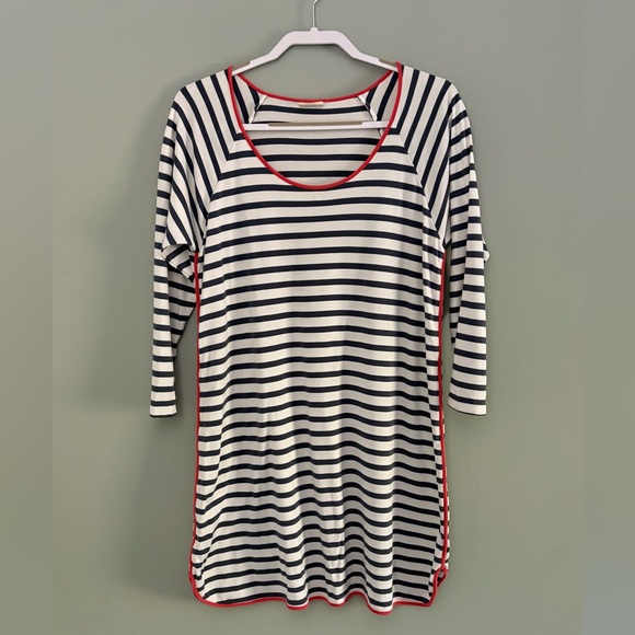 LAKE Dresses & Skirts - LAKE Pima Cotton Breton Stripe Knit Shift Dress Size L